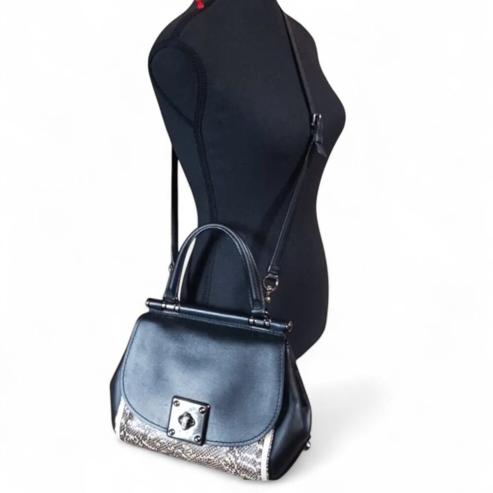 Coach Drifter Top Handle – Reptile Embossed Leather, Crossbody Strap, Gunmetal